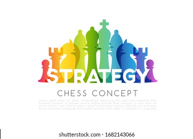 Chess colorful leadership or strategy conceptual illustration.