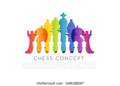 Chess colorful leadership or strategy conceptual illustration.