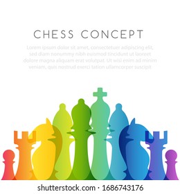 Chess colorful leadership or strategy conceptual illustration.