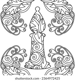 Chess coloring book. Hand drawn coloring page isolated on white background. Chess and flowers. Vector illustration.