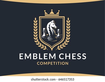 Chess competition emblem - vector illustration, logo design on a dark background