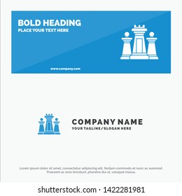 Chess, Computer, Strategy, Tactic, Technology SOlid Icon Website Banner and Business Logo Template