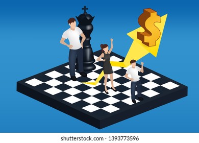 Chess concept. The businessman is the character on the board.Good leadership and teamwork.