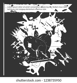 Chess conception with chess pieces. Grunge vector illustration