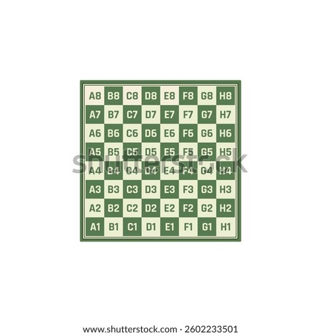 Chess Coordinates for the Textbook. Detailed and Accurate Representation of Chessboard Grid for Educational Purposes. Chessboard flat design. [[stock_photo]] © 
