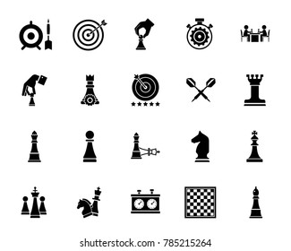 Chess and darts icon set