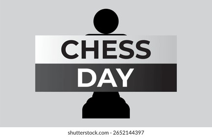 Chess Day Awareness Poster with Big Pawn Illustration

