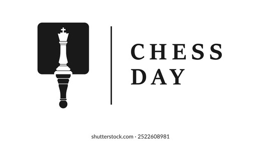 Chess day. Black silhouettes isolated on white background. Vector illustration.