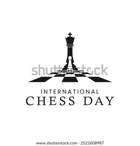 Chess day. Black silhouettes isolated on white background. Vector illustration.