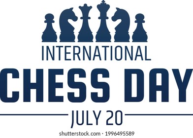 Chess day greeting card. Chess pieces silhouettes. International chess day. 20 july