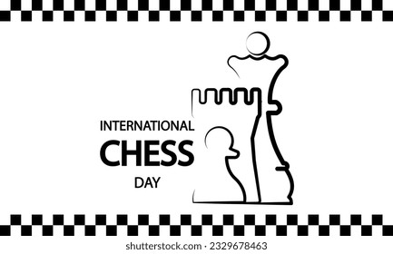 Chess Day International banner, vector art illustration.