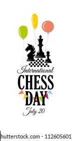 Chess Day. July 20. Logo. Greeting card. Poster. Banner. Vector illustration.