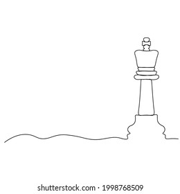 Chess Day. The king chess piece. Solid line. Vector illustration drawn with a single line.