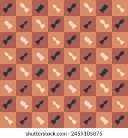 Chess Day Seamless Pattern. Board Game Sport Championship Background. Chess Pieces and Chess Board Backdrop.