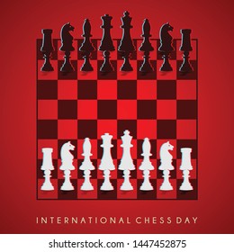 Chess Day Vector Design with Chessboard and red Background