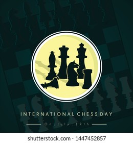 Chess Day Vector Design with Icon and Chessboard Background