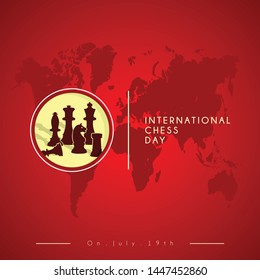 Chess Day Vector Design with Chess Icon and World Map