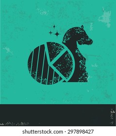 Chess design on green background,grunge vector