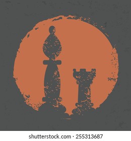 Chess design on grunge background, grunge vector