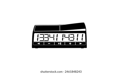 Chess digital clock , black isolated silhouette