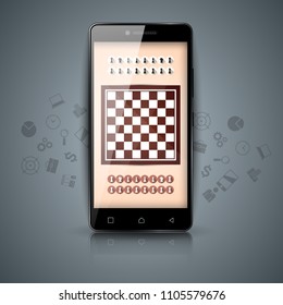 Chess, digital gadget, smartphone icons Vector eps 10