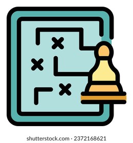 Chess direction icon outline vector. Online game. Play story color flat