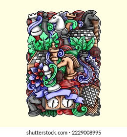 Chess Doodle Vector Design Illustration