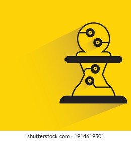 chess embed with microchip for artificial intelligence concept with drop shadow yellow background
