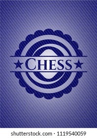 Chess emblem with denim high quality background
