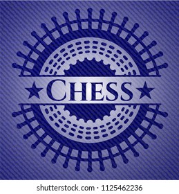 Chess emblem with denim high quality background