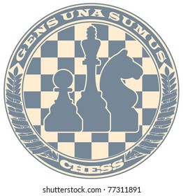 Chess emblem in the form of a stamp