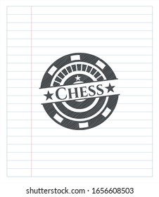 Chess emblem with pencil effect. Vector Illustration. Detailed.