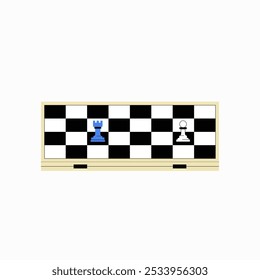 Chess Endgame With Rook And Pawn In Flat Vector Illustration Symbolizing Strategy, Critical Thinking, And Logic, Isolated On White Background