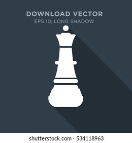 Chess figure icon illustration isolated vector sign symbol in long shadow style on dark blue background