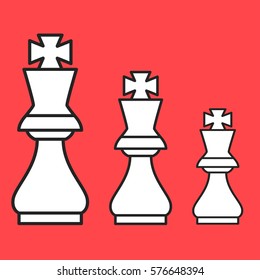 Chess figure king on a red background. Vector illustration