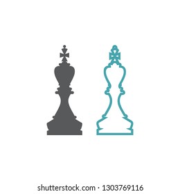 Chess figure of the king. Set of two vector icons. Flat design