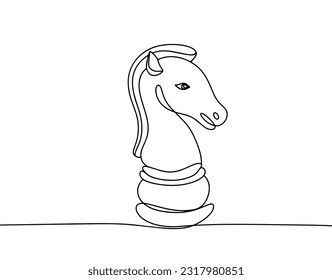 Figura de ajedrez. Caballero de ajedrez. Juego de ajedrez. Día Internacional del Ajedrez. Un dibujo de línea para diferentes usos. Ilustración vectorial.