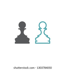 Chess figure of the pawn. Set of two vector icons. Flat design