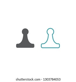 Chess figure of the pawn. Set of two vector icons for a magnetic board. Flat design