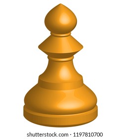 Chess figure, piece - pawn. Vector 3d illustration isolated on white background.
