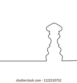 Chess figure of the queen. Continuous line drawing. Beautiful design for black background. Vector illustration.