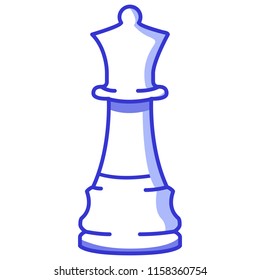 Chess figure queen. Flat vector line art.Board game.