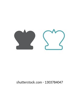 Chess figure of the queen. Set of two vector icons for a magnetic board. Flat design