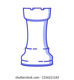 Chess figure rook. Flat vector line art.Board game.Isolated on white background.Symbol for a mobile application or website.