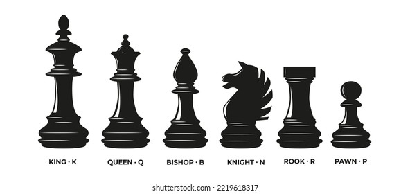 Chess figure silhouette created in flat style.Chess figure silhouette