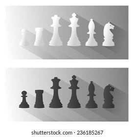 Chess Figure. vector illustration with long shadow.