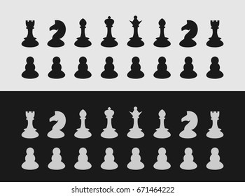 Chess figures, black and white. Vector