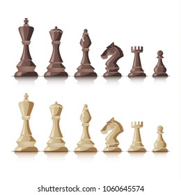 Chess figures dark and bright on white background