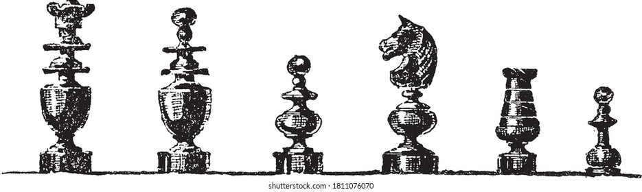 Chess figures, From the Dictionary of Word and Things, 1888.