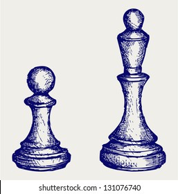 Chess figures. Doodle style